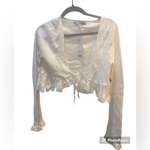NWT cropped urban outfitters ivory tie top